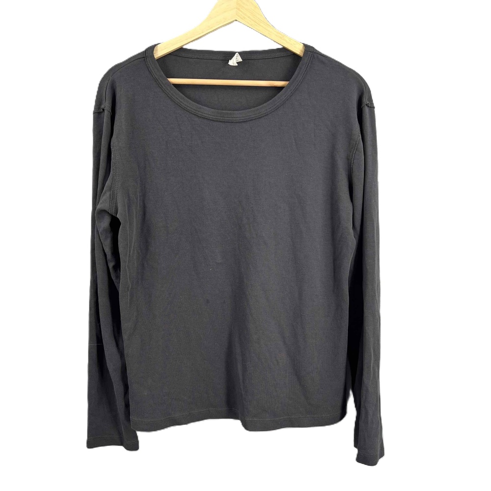 Kate Quinn Organic Cotton Shirt Womens XL Light‎ Black Long Sleeve Crew Neck